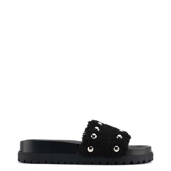 Nine West Freely Studded Flat Black Slippers | South Africa 05P80-8B04